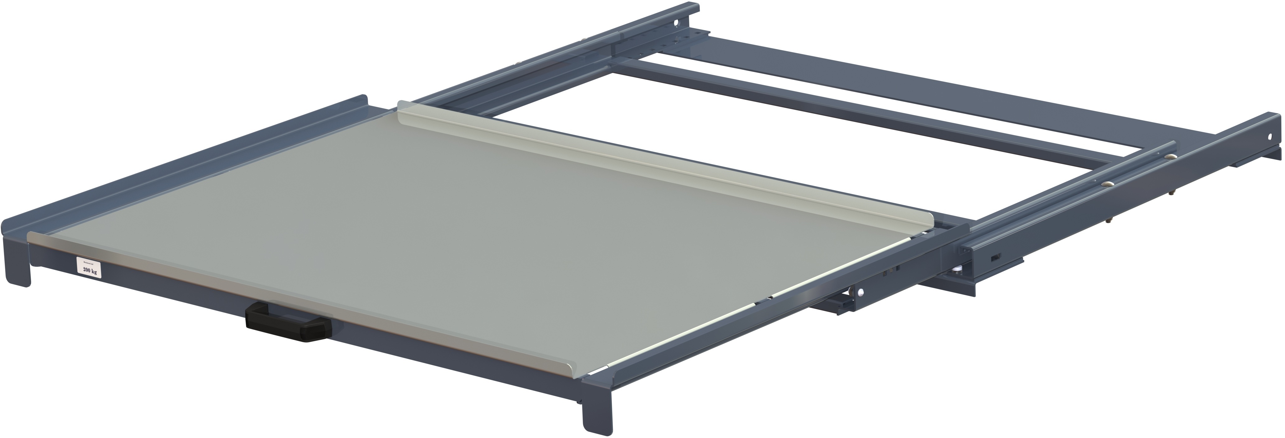 Utdragsenhet med stålplan, 100% utdragskapacitet, 200 kg lastkapacitet, b=1200 d=800