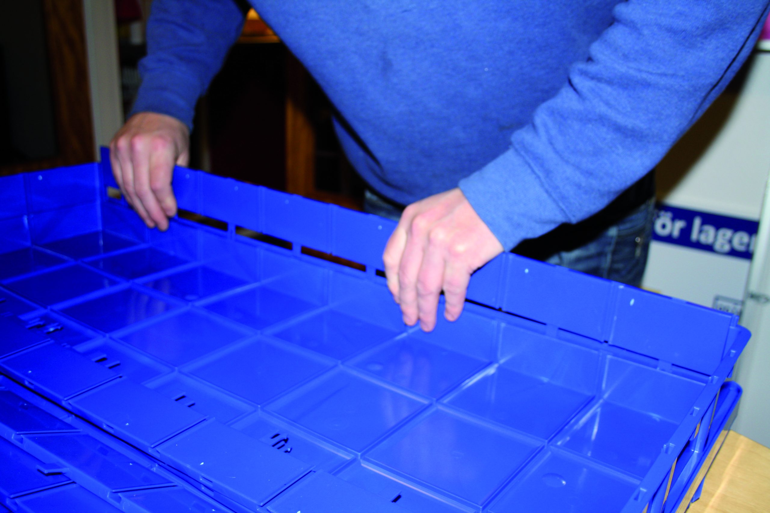Flexibox, 800 x 600 mm, 48 fack, höjd 200 mm, blå - image 3 Flexibox, 800 x 600 mm, 48 fack, höjd 200 mm, blå - image 3