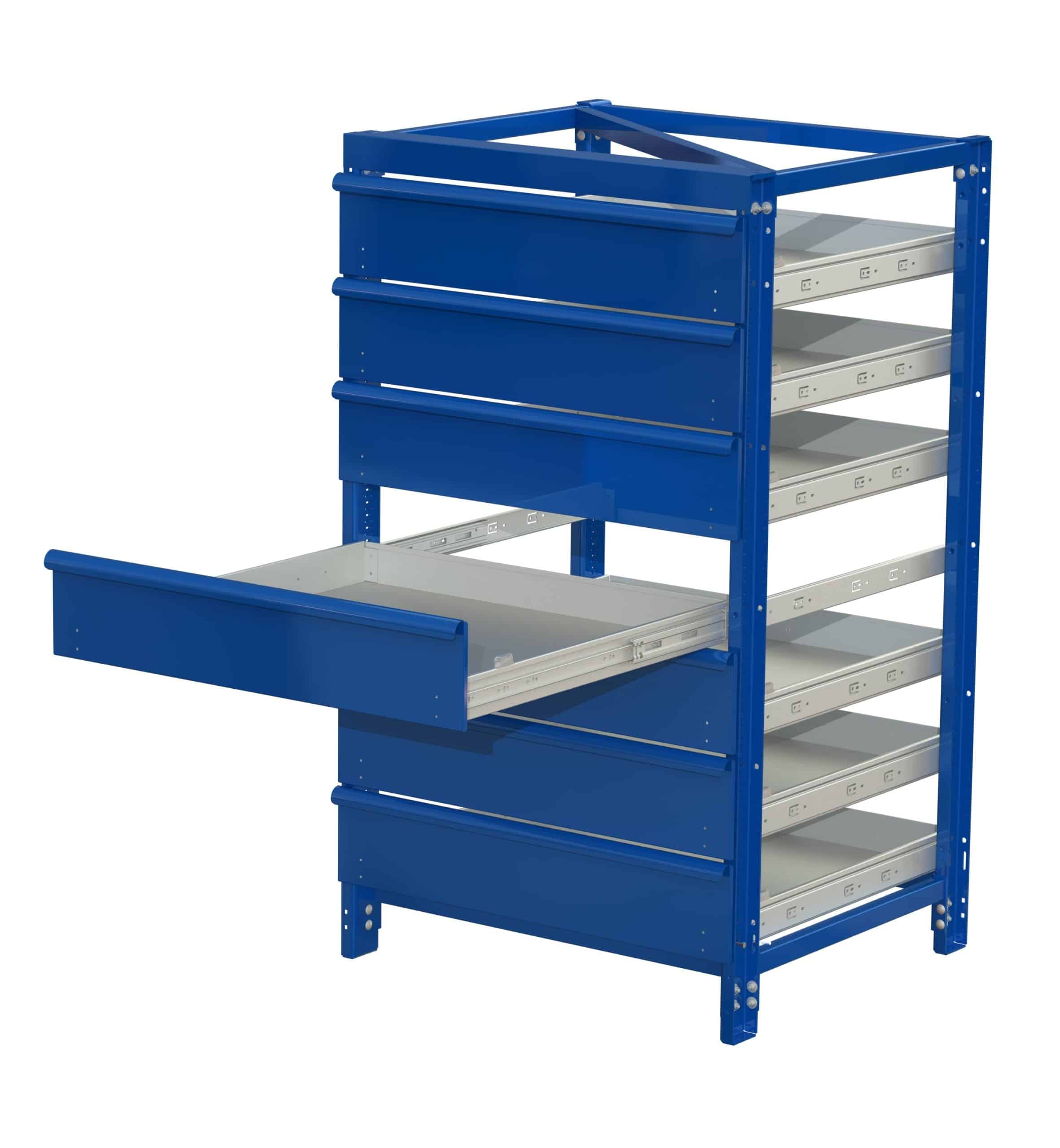 Industribyrå light, kortsideshanterad, 100% utdrag, 75 kg, 7 hyllor